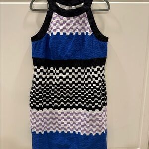 Taylor Black and Purple Patterned Dress